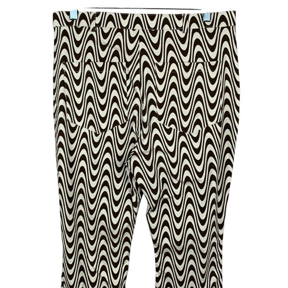 New Top Shop Pants Bengaline Flare Wavy Print Stretchy High Rise Women's 10 - Picture 7 of 11